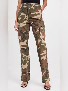Good American Tan & Brown Camo Jeans 24